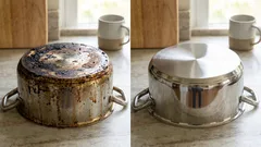 Töpfe glänzen wie neu: Eine kostengünstige Methode zum Entfernen von Fett und angebrannten Rückständen